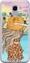 Samsung J6 (2018) hoesje siliconen - Sunset girl | Samsung Galaxy J6 (2018) case | multi | TPU backcover transparant