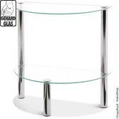 Table d'appoint en verre de sécurité trempé | Demi-rond | Acier chromé | table d'appoint en verre hauteur 47cm