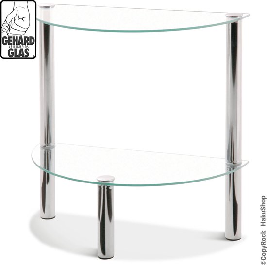 bol.com | Bijzettafel gehard veiligheid glas | Half rond | Verchroomd staal  | glazen bijzet...
