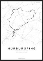 Nürburgring - 24 Hours Track op Poster - 50 x 70cm - Auto Poster Kinderkamer / Slaapkamer / Kantoor