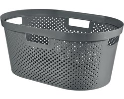 Curver Infinity Recycled wasmand dots - 40 liter - 100% recycled - Donkergrijs