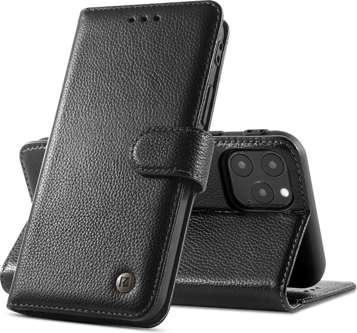 Bestcases Echt Lederen Wallet Case Telefoonhoesje iPhone 11 Pro - Zwart