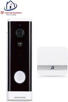 Draadloos WIFI Home-Locking buiten videofoon 2.0MP met 2 oplaadbare batterijen en een binnen ontvanger kan werken met Amazon Alexa en Google Assistance T-2090BB.