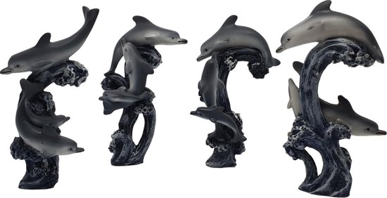 Dolfijn beeldjes set van 4 stuks – decoratieve dolfijnen beelden 13 cm hoog | GerichteKeuze