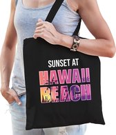 Sunset beach tas Sunset at Hawaii Beach voor dames - zwart - Beach party tas / bedrukte tasjes / tas / shopper