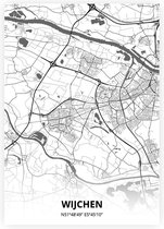 Wijchen plattegrond - A2 poster - Zwart witte stijl