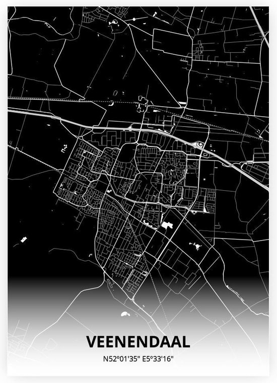 Inspecteren George Stevenson Bezet Veenendaal plattegrond - A3 poster - Zwarte stijl | bol.com