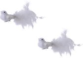 12x Decoratie vogels/vogeltjes op clip wit 17 cm - Woondecoratie/kerstversiering - Kerstboomversiering