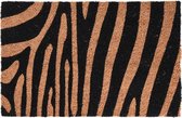 Dieren thema deurmat/buitenmat kokos tijger/zebra print 39 x 59 cm - Schoonmaken - Huishouding - Voeten vegen - Deurmatten/buitenmatten/schoonloopmatten - Kokos deurmatten met dierenprint