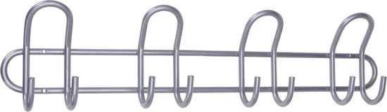 2x Zilveren kapstokken met 8 haken 55 cm - Woonaccessoires - Kleding/jassen ophangen - Kapstokken