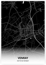 Venray plattegrond - A3 poster - Zwarte stijl