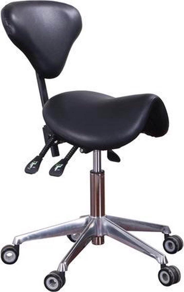 Mega Beauty Shop® Zadelkruk met rugleuning - Zwart