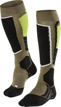 FALKE SK2 Skisokken dik versterkte sokken zonder patroon met medium vulling kniehoog en warm om te skiën winter Merinowol Groen Heren Wintersportsokken - Maat 46-48