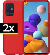 Samsung Galaxy A71 Hoesje Siliconen Case Back Cover Rood - 2 Stuks