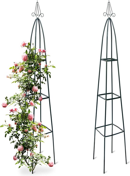 langzaam Onderhoudbaar Monetair Relaxdays 2 x obelisk rankhulp – metaal - 2 meter – ranken – rozenboog -  klimplanten | bol.com