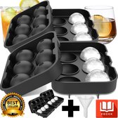 BECIO IJsblokjesvormen - 2x IJsballenvormen Set - INCLUSIEF Trechter en E-Book - 12 Grote IJsballen - Luxe Ronde IJsvormpjes - Ice Cube Tray – IJsblokken Whiskey Bal – IJsblokjes vorm met Dek