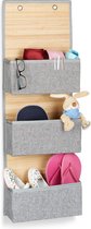 Relaxdays deurhanger badkamer - opvouwbaar - deur organizer kinderkamer - vakken - grijs - L