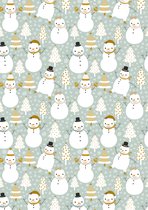 Kerst inpakpapier Sneeuwpop Groen - Vellen: Gevouwen 50x70 - 250st - K691940-4-Gev