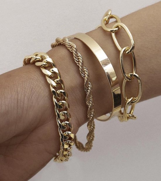 Armbanden set van 4 | goud gekleurd | bol