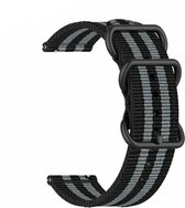 Nylon Smartwatch bandje - Geschikt voor  Garmin Venu nylon gesp band - zwart/grijs - Horlogeband / Polsband / Armband