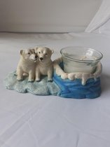 Ijsberen beeld  ijsberen met kaars H.Originals 7x18x10