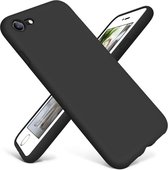 Siliconen hoesje met camera bescherming geschikt voor Apple iPhone SE 2020 - zwart + Glazen screen protector