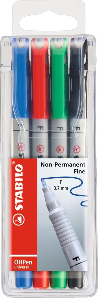 STABILO ohpen - uitwisbare marker - universal f punt 0,7 mm - etui met 4 kleuren