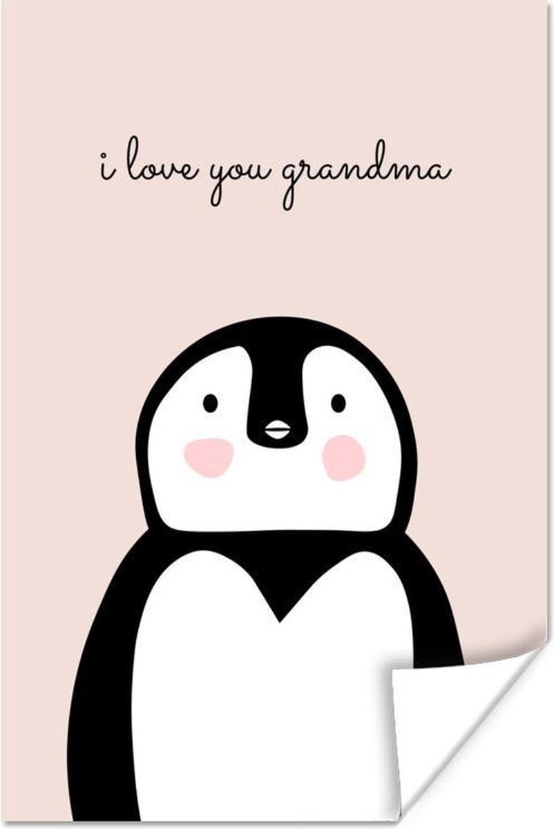 Geschenk voor grootmoeder met Moederdag i love you grandma lichtroze poster poster 40x60 cm