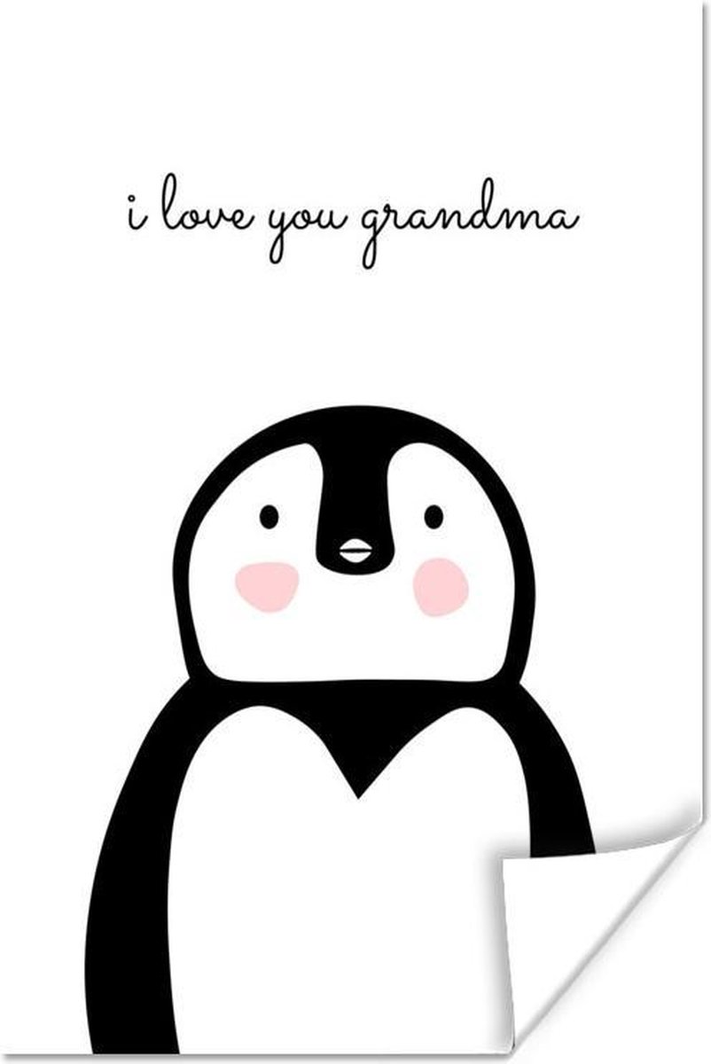 Geschenk voor grootmoeder met Moederdag i love you grandma wit poster poster 60x90 cm