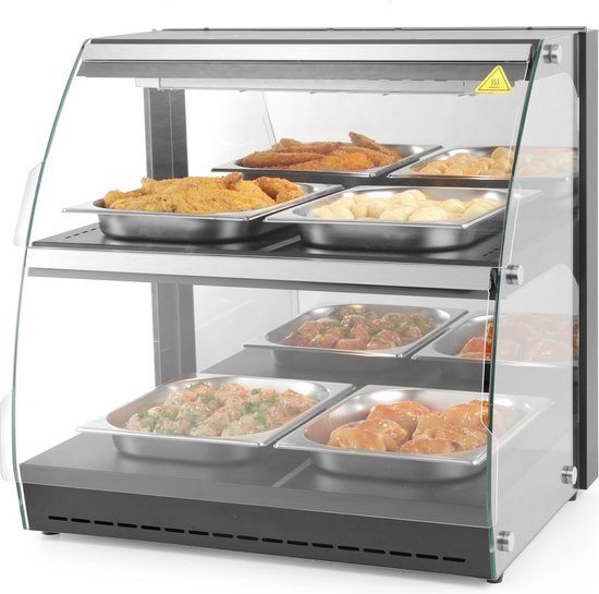 HENDI Warmhoudvitrine - Tweelaags - Kwarts Verwarming - 650x485x630 mm - RVS & Gehard Glas — afbeelding 3