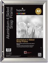 Seco kliklijst - A3 - zilver aluminium - 25mm frame - anti-reflecterend PVC - SE-SN25A3