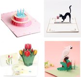 3D luxe wenskaarten Set Felicitatie Verjaardag Uitnodiging Zomaar kaart-4 stuks-met enveloppen