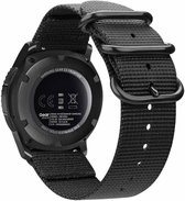 Samsung Galaxy Watch 41mm / 42mm nylon gesp band - zwart + glazen screen protector