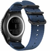 Samsung Galaxy Watch 41mm / 42mm nylon gesp band - blauw + glazen screen protector