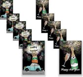 Cadeaunaam label Nieuwjaar - nieuwjaarskaarten - oud en nieuw feest artikelen - cadeaulabel happy newyear - champagne - 10 st