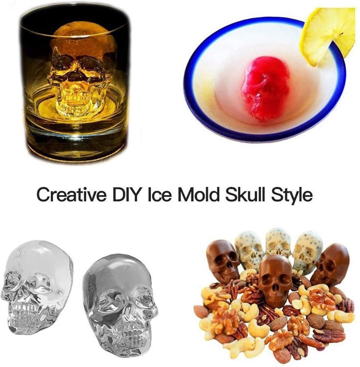 Moule Silicone Rond 2 Pièces Skull Bonbons Moules Silicone