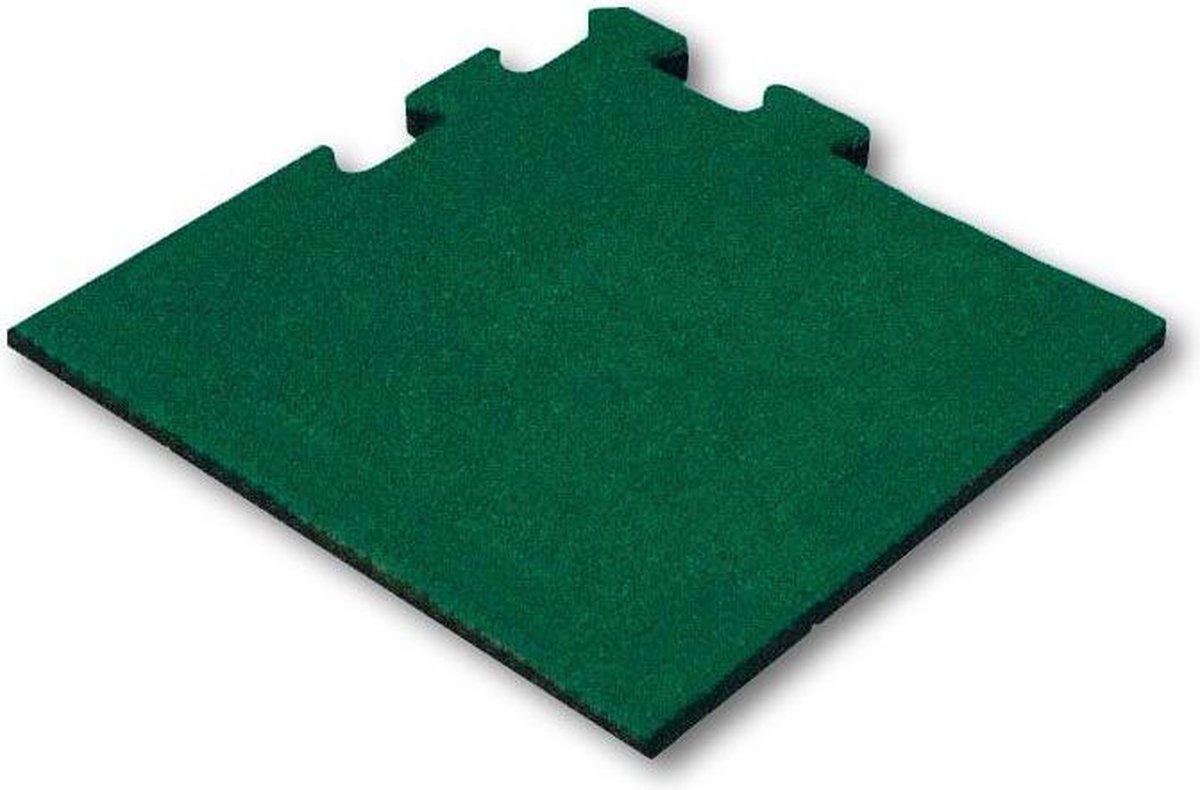 Rubber tegel 25 mm 50x50 cm Groen - Puzzelsysteem Hoekstuk