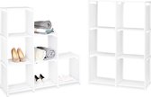 Relaxdays 2x trapvormige kast - 6 vakken - ruimteverdeler - boekenkast - vakkenkast wit