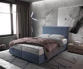 Bed Dream-Well Marineblauw 140x200 cm Microvezel stof met matras en topper boxspring-bed