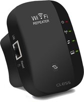 Wireless WiFi Versterker Stopcontact + Inclusief GRATIS Internetkabel - Wifi Signaalversterker - Ethernet - Wireless Range Extender- 300 mbps - 2.4 Ghz - Zwart – Cless