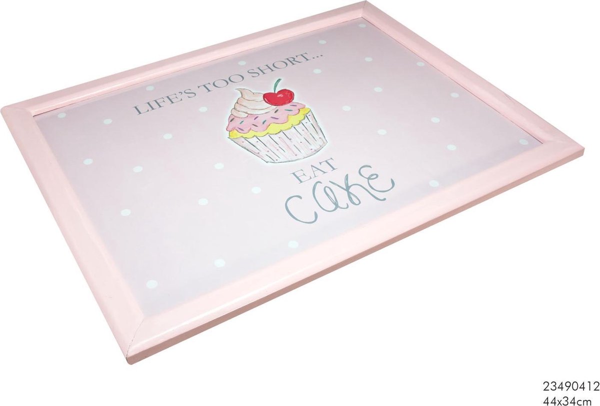 Merkloos Sans marque Laptop Schoottafel Roze. 44x34cm | Bedtafel. Banktafel. Tafeltje | Life's too short. eat cake