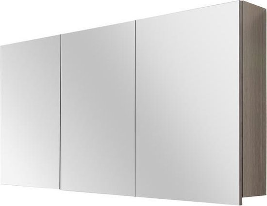 Differnz kast 120x60x15cm 3 deuren met spiegel MDF Grijs Eiken
