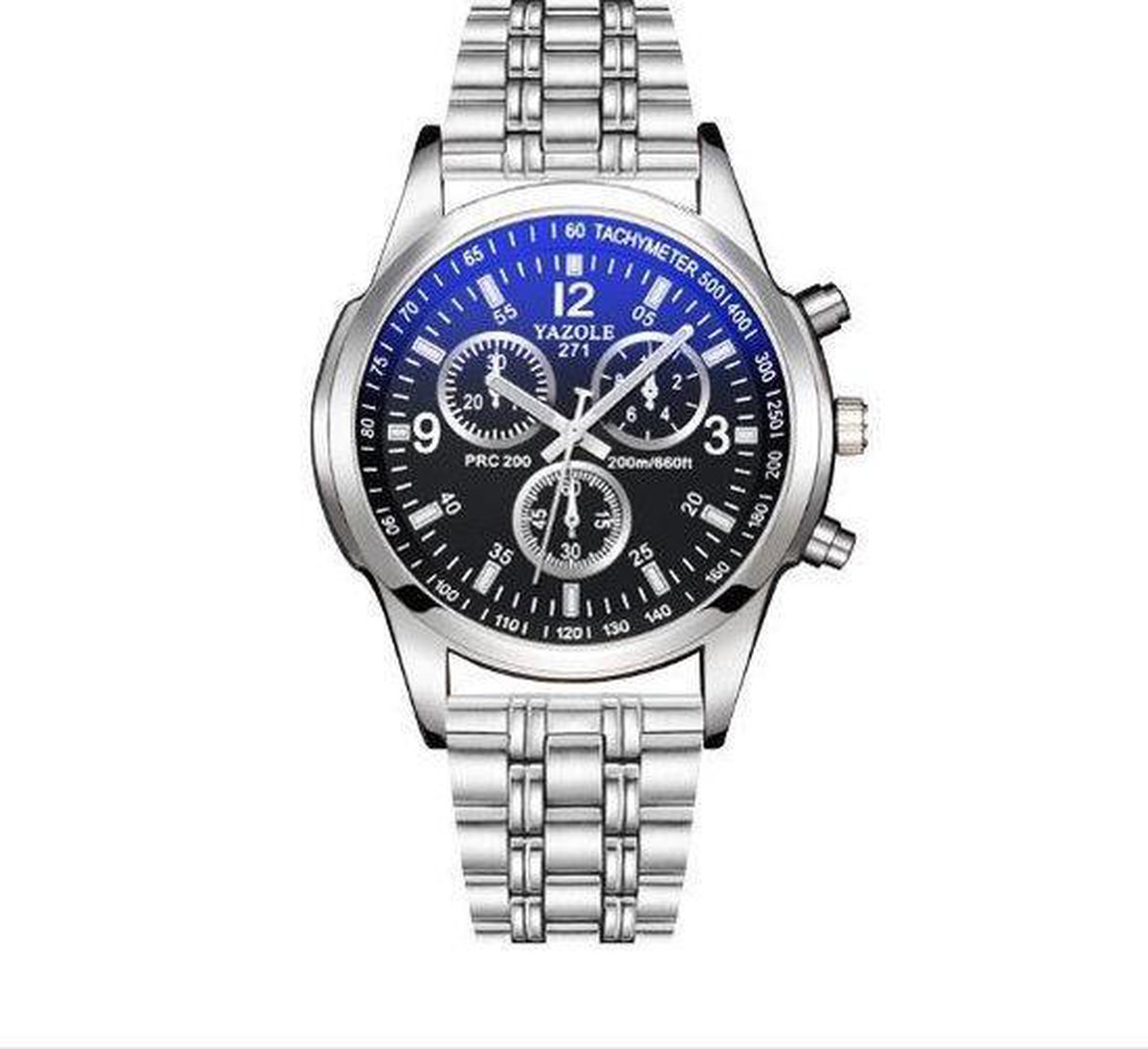 Yazole Luxe Heren horloge met schakelband (zwarte wijzerplaat)