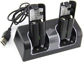 Duo oplaadstation geschikt voor Wii en Wii U Controller Zwart  Incl. 2x 2.800MaH Accu's