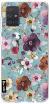 Casetastic Samsung Galaxy A71 (2020) Hoesje - Softcover Hoesje met Design - Flowers Soft Blue Print
