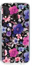 Casetastic Samsung Galaxy A20e (2019) Hoesje - Softcover Hoesje met Design - Flowers Blue Purple Print