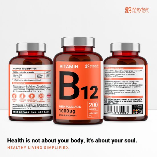 Vitamine B12 met foliumzuur | Premium 1400mg | en... |