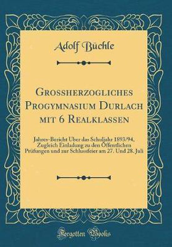 Grossherzogliches Progymnasium Durlach Mit 6 Realklassen - cover