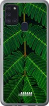 Samsung Galaxy A21s Hoesje Transparant TPU Case - Symmetric Plants #ffffff