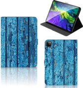 Leuk Hoesje iPad Pro 11 (2020) Cover met Standaard Personaliseren Wood Blue